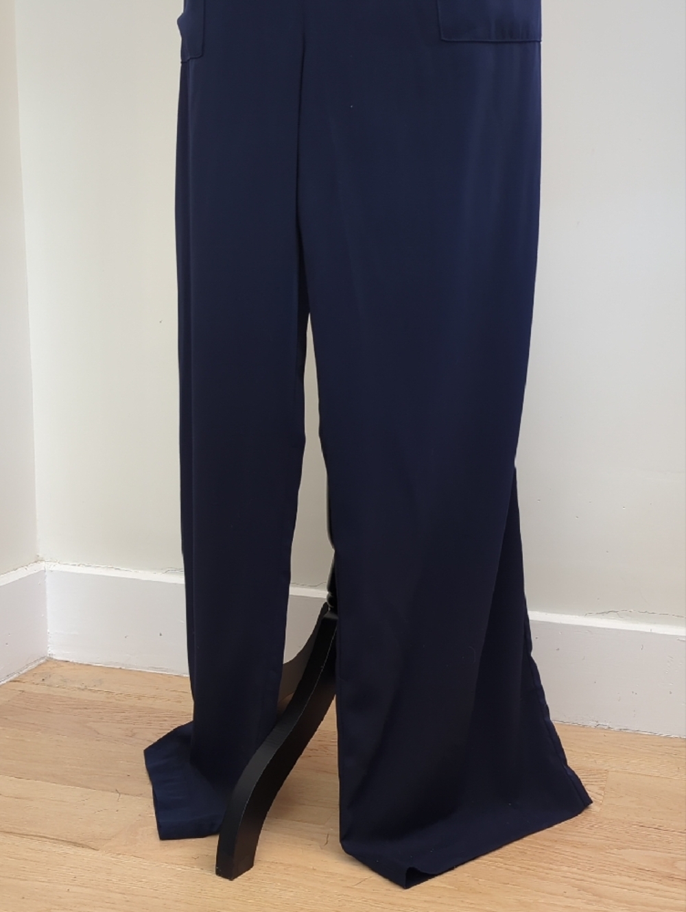 NWT New York & Company Utility Style Navy Zip-Front Blouson Wide Leg Jumpsuit - Picture 6 of 10